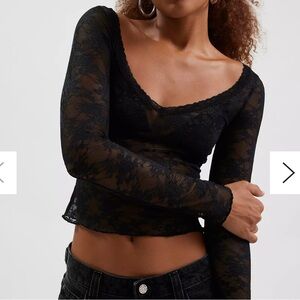 Urban Outfitters black lace sheer top